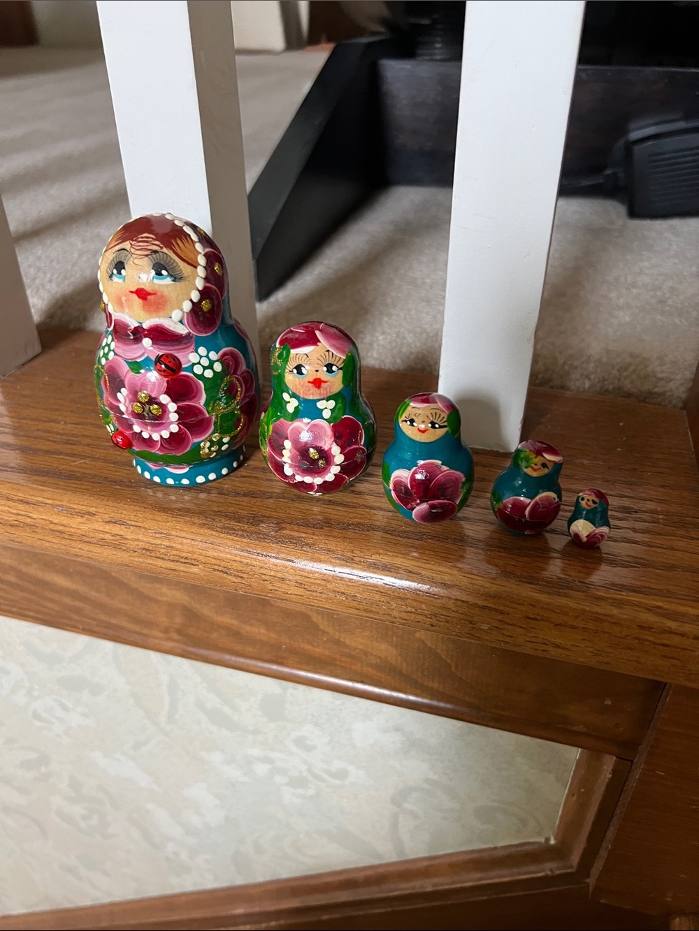 Hand-Painted Russian Nesting Doll - Floral Matryoshka - Picture 2 of 2